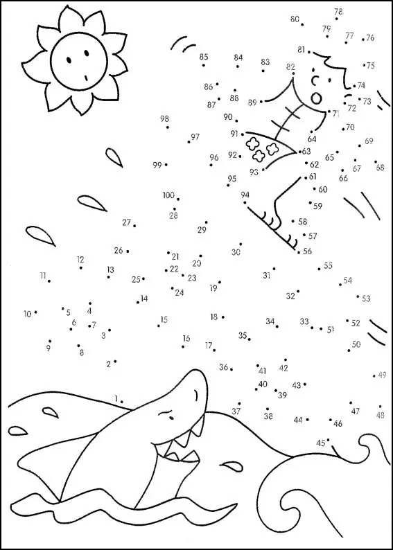 Medium-Level Connect the Dots coloring page to print