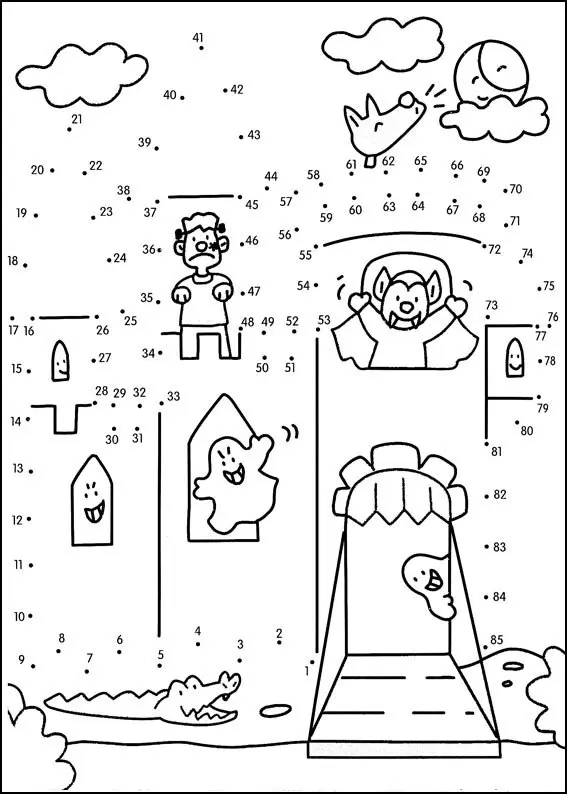 Connect the Dots: Reveal the Hidden Shape coloring page to print