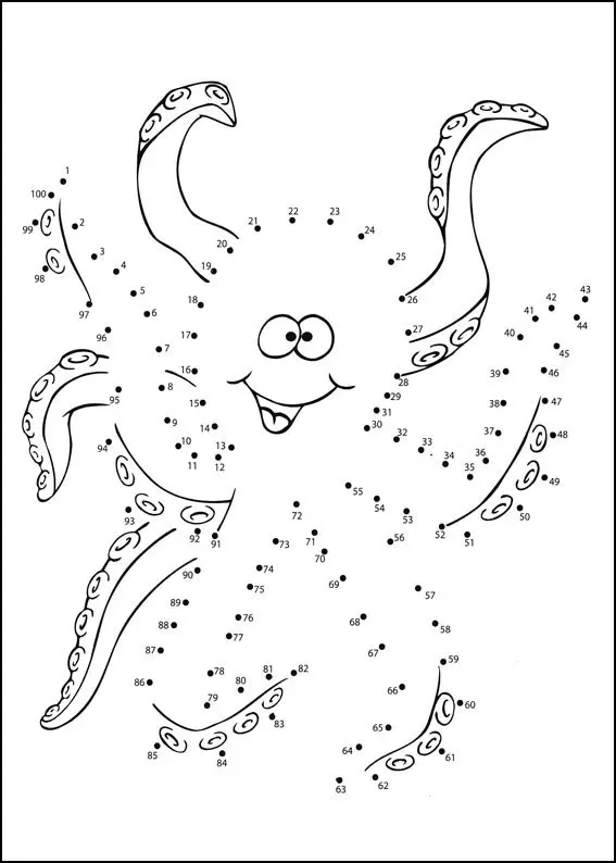 Coloriage Vers de terre souriants et amusants - Points a relier à imprimer
