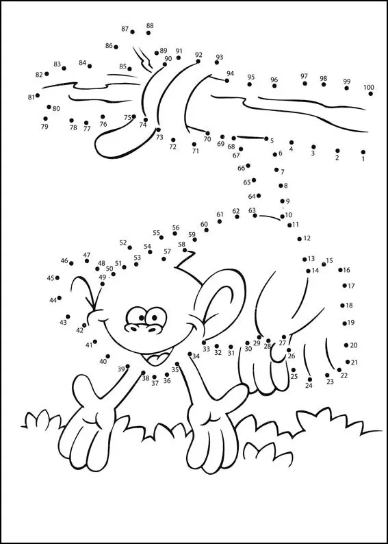 Coloriage Felix le chat sautant joyeusement - Points a relier à imprimer