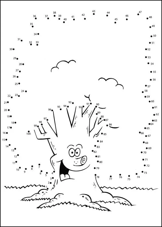 3-Dot Tree Connect the Dots coloring page to print