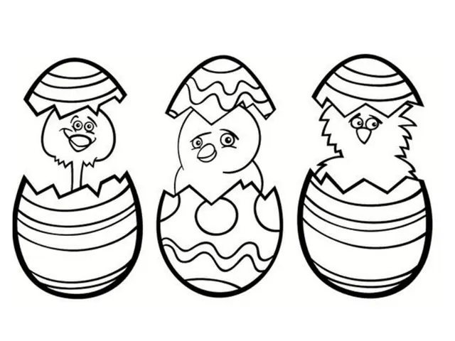 Coloriage 3 Poussins Pâques Facile - Pâques à imprimer
