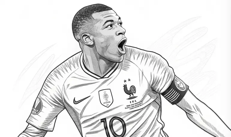 Coloriage 673398ec4a3e9 - Mbappé à imprimer