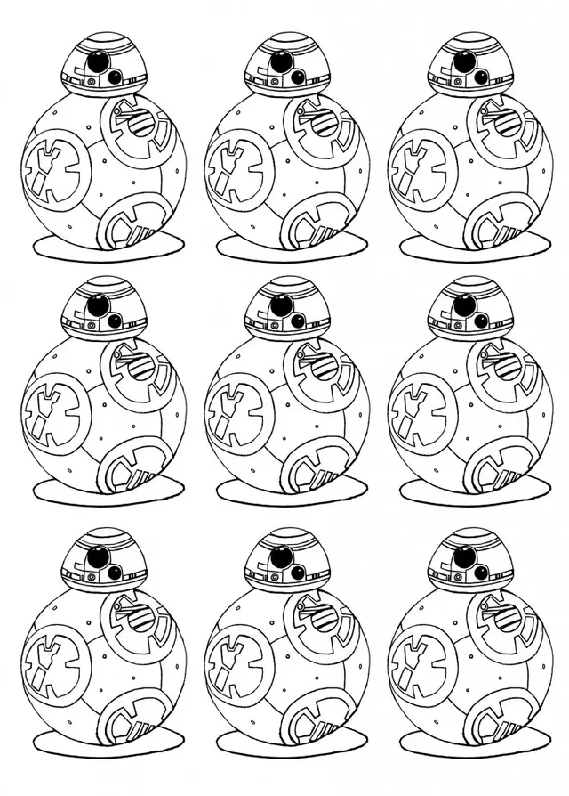 Coloriage 9 Petits Dessins De Bb8 Starwars - Star wars à imprimer