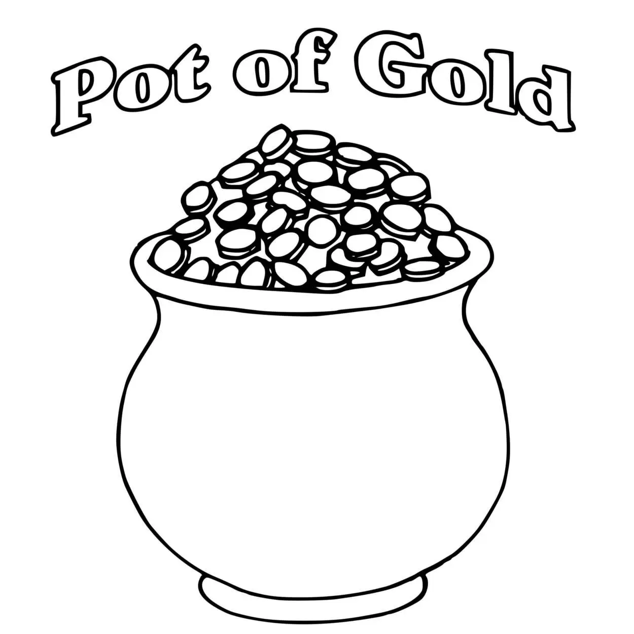 Coloriage A Pot Of Gold Full Of Coins St Patricks - Saint Patrick à imprimer