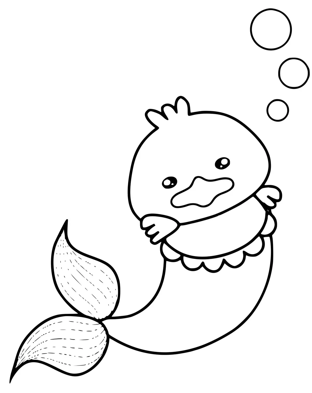 Coloriage Adorable Canard De Mer En Mode Sirène - Sirène à imprimer