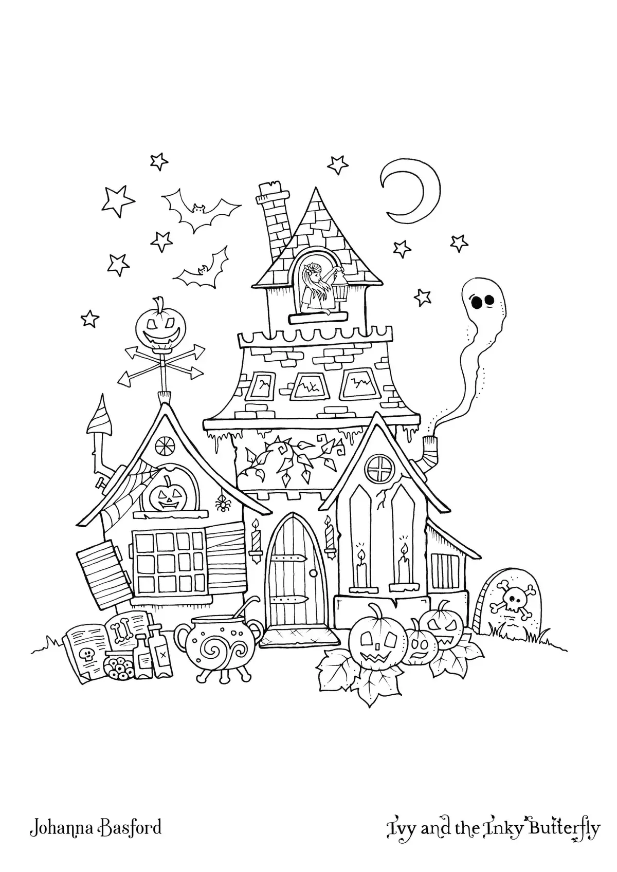 Kleurplaat Johanna Basford Ivy en Halloween kleurplaten om te printen