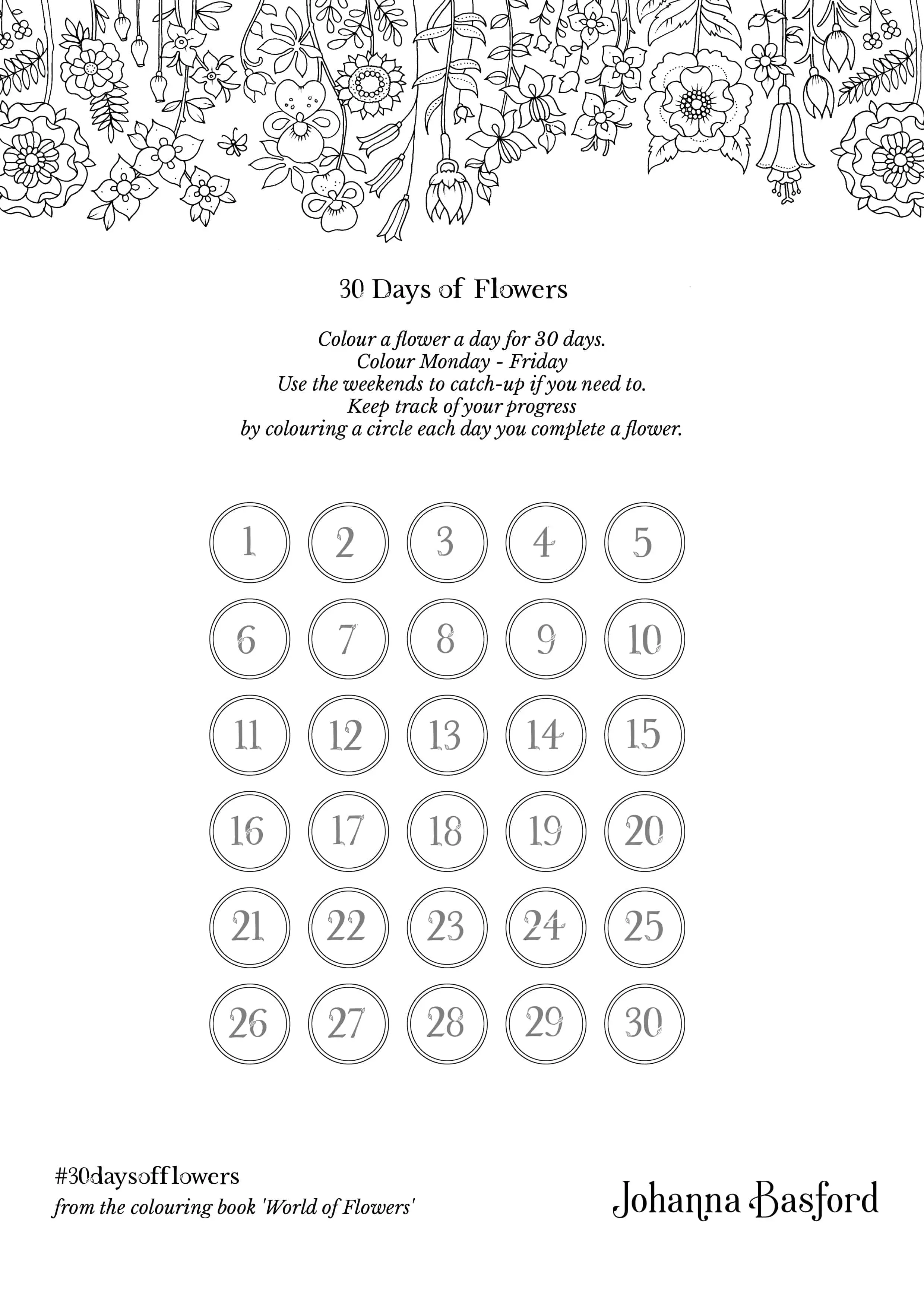 Coloriage Adulte Le Monde Des Fleurs - Adulte par johanna basford à imprimer