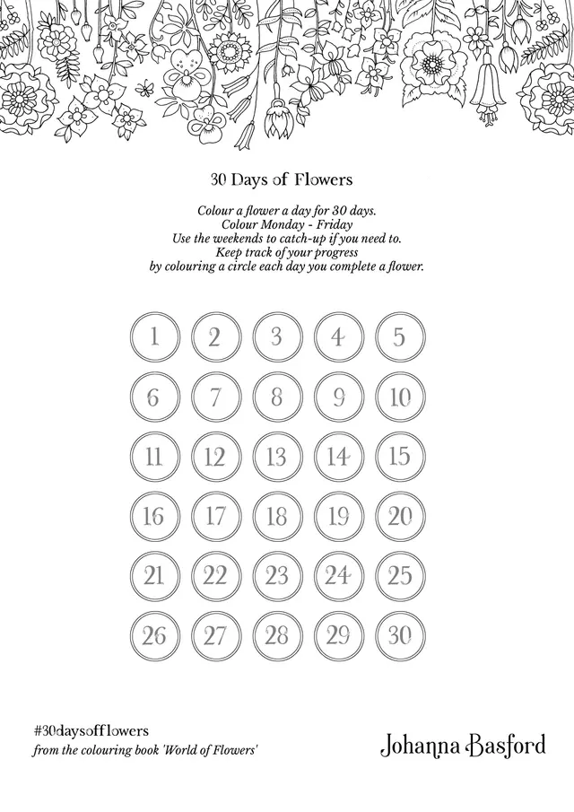 Johanna Basford World of Flowers coloring page to print