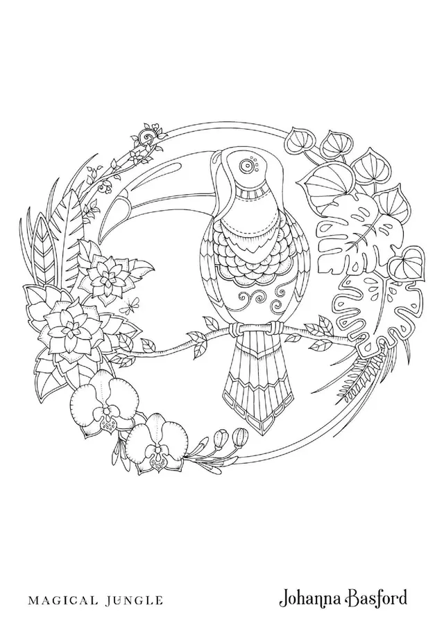 Enchanted Jungle Magic Toucan coloring page to print
