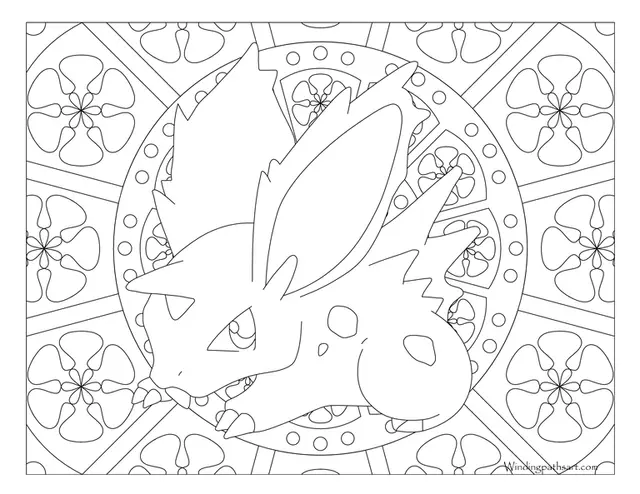 Ausmalbild Pokémon Mandala – Nidoran Ausmalbilder zum Ausdrucken