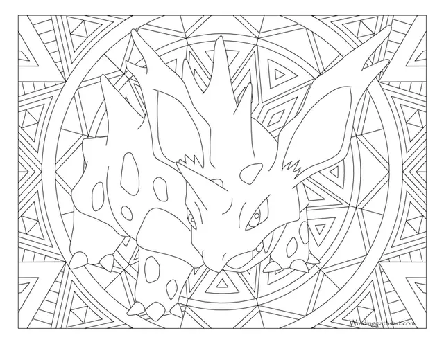 Ausmalbild Pokémon Mandala – Nidoran Ausmalbilder zum Ausdrucken