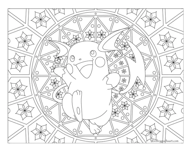Ausmalbild Raichu Pokémon Mandala Ausmalbilder zum Ausdrucken