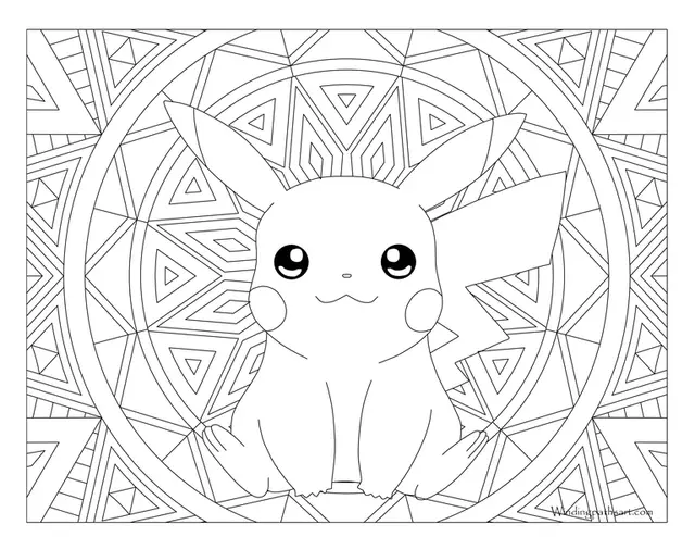 Ausmalbild Pokémon Pikachu Mandala für Erwachsene zum Ausdrucken