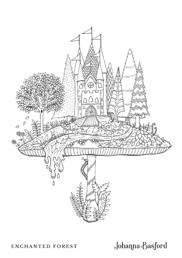 Enchanted Mushroom Castle coloring page to print