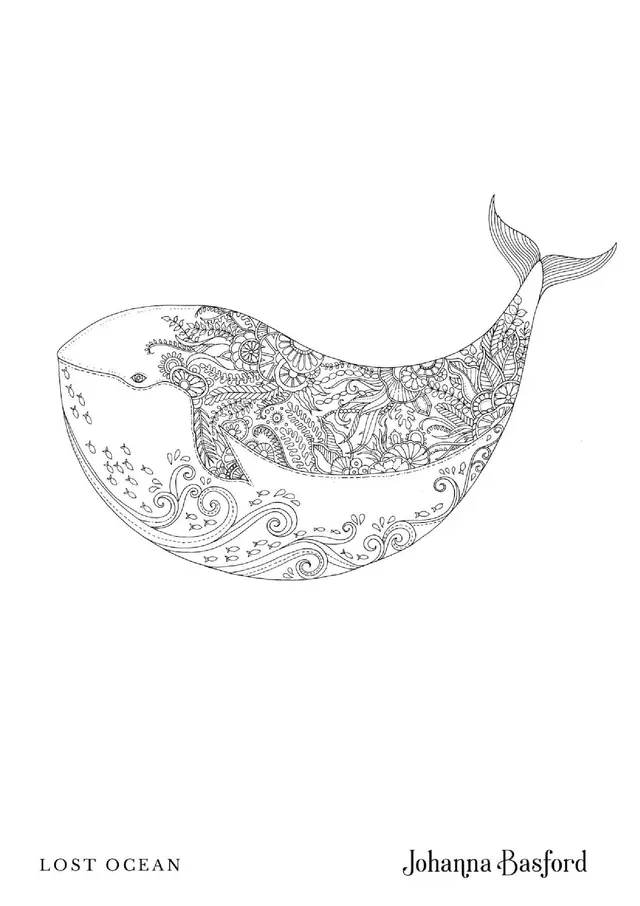 Lost Ocean Whale coloring page to print
