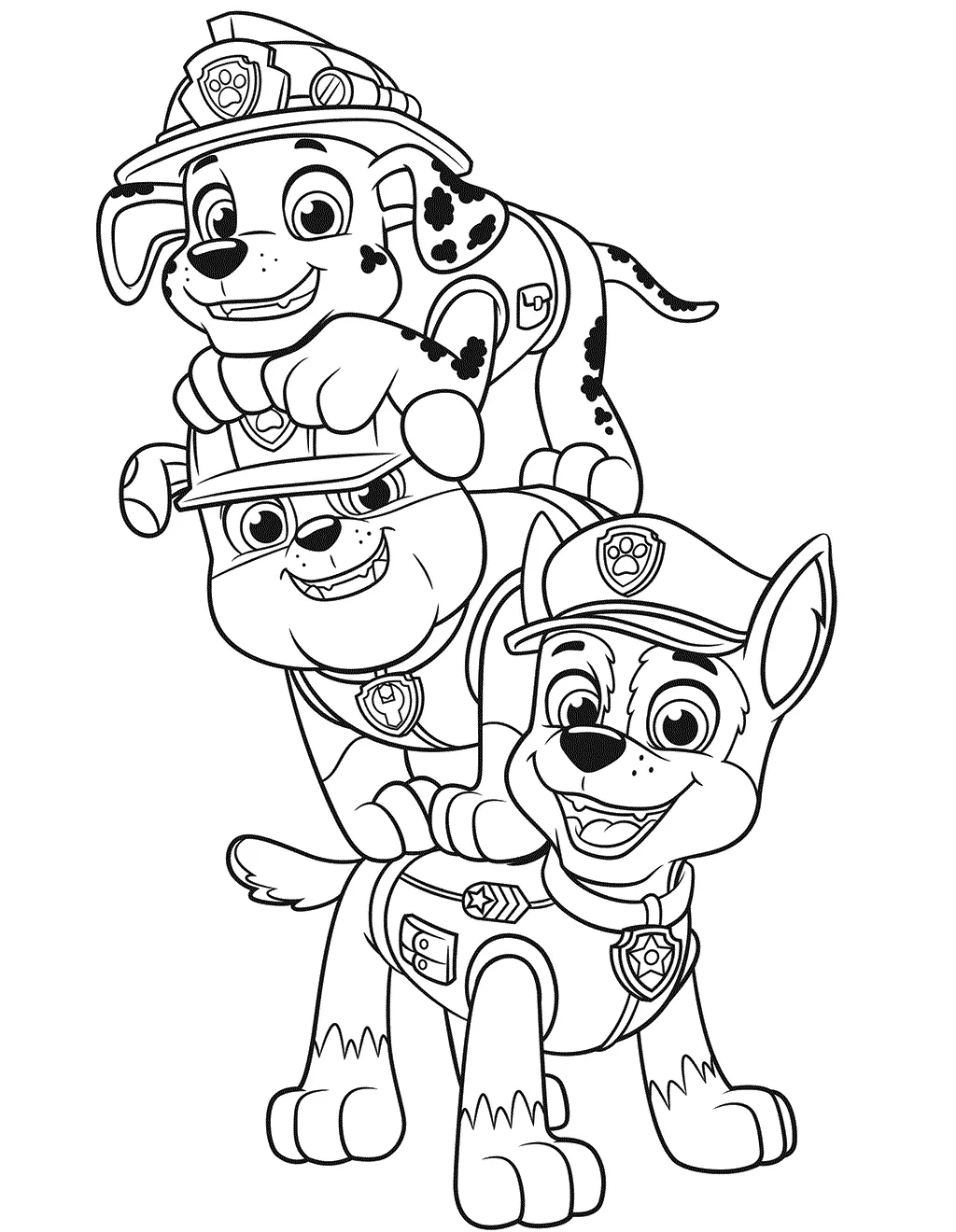 Coloriage Agreable Équipe Pat Patrouille Chiots Facile Maternelle - Pat patrouille à imprimer
