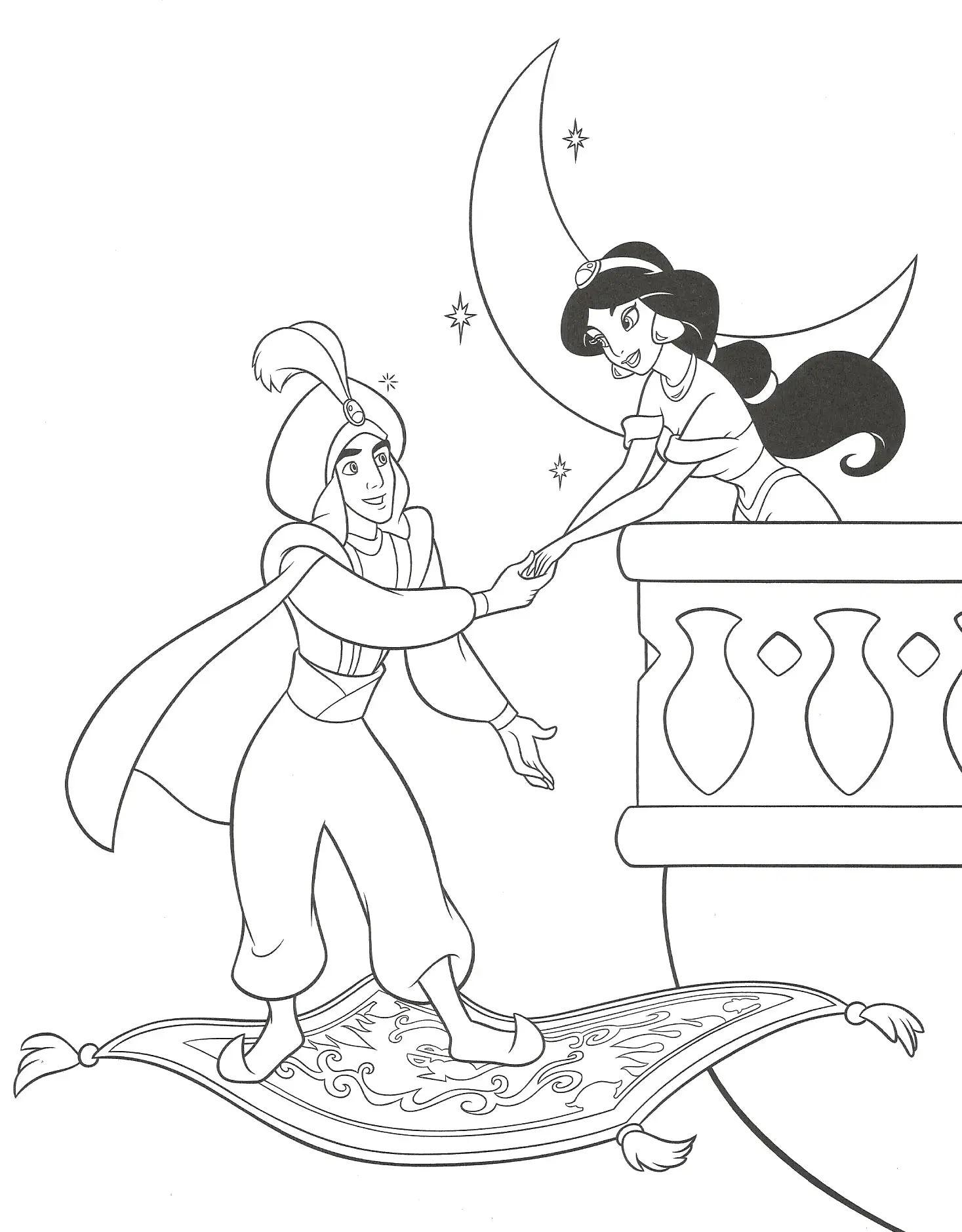Coloriage Aladin Vient Chercher Princesse Jasmine - Jasmine à imprimer