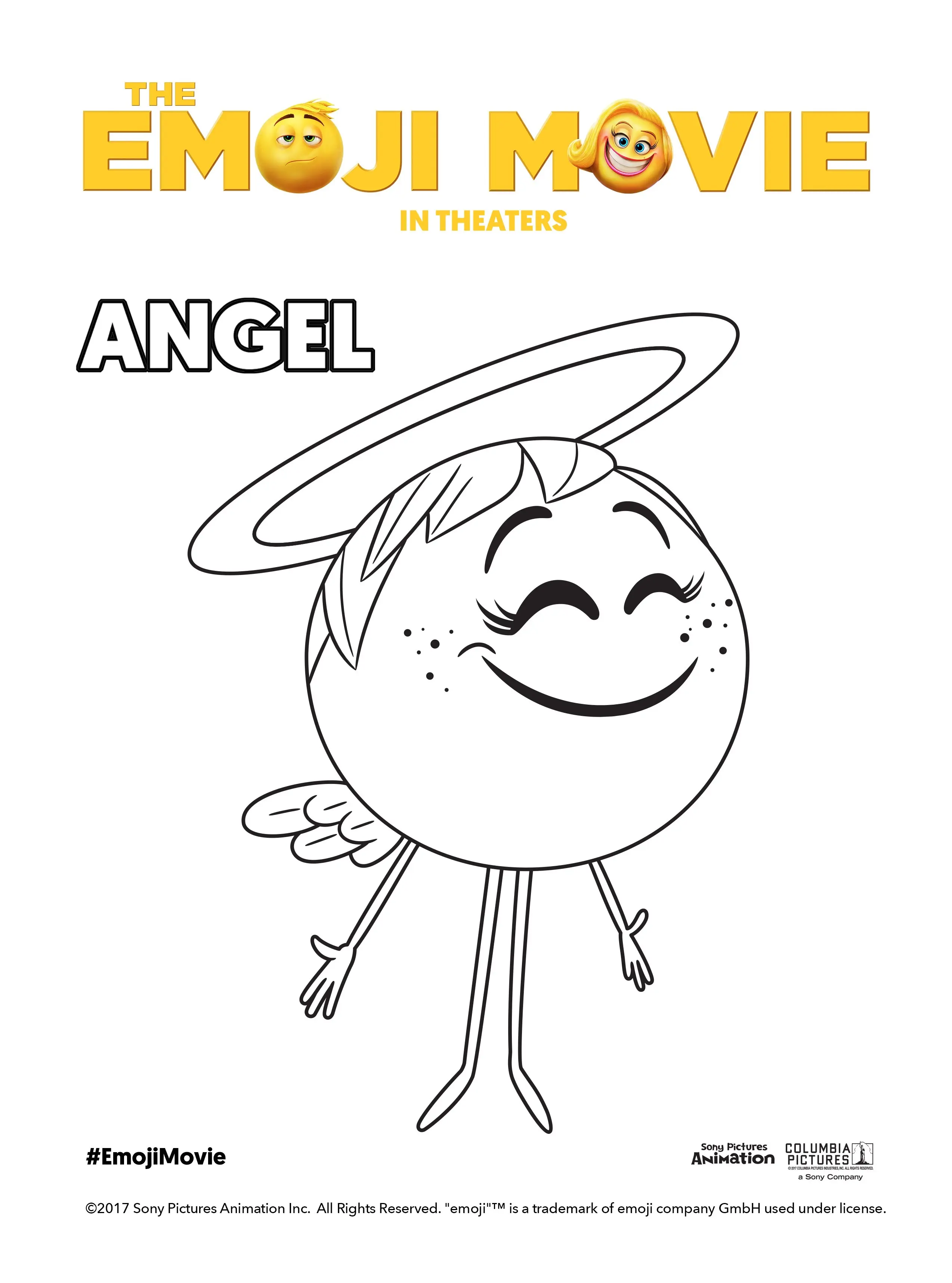 Angel Emoji from The Secret World of Emojis coloring page to print