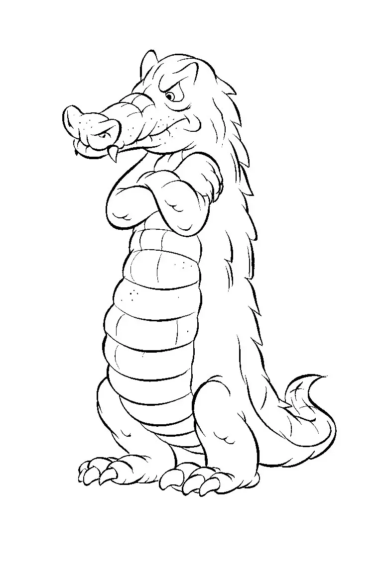 Grumpy Crocodile coloring page to print