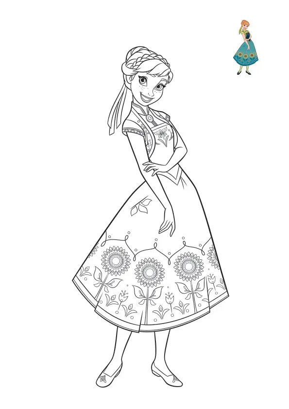 Anna in Her Summer Outfit coloring page to print