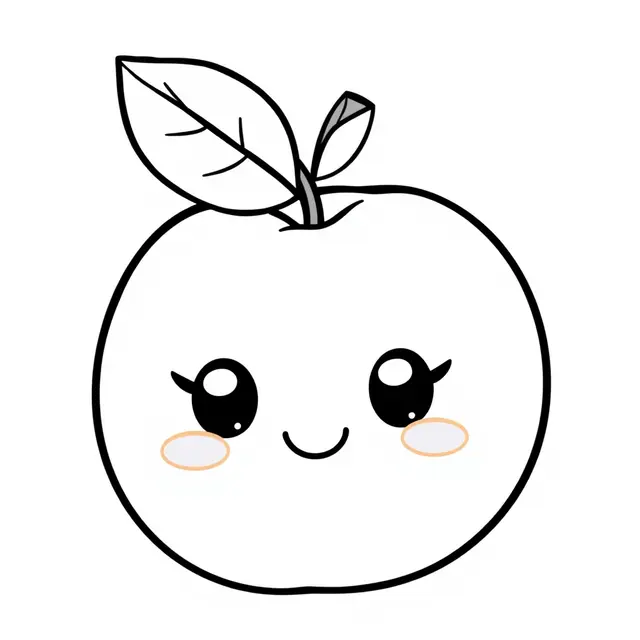 Kawaii Apricot Fruit coloring page to print