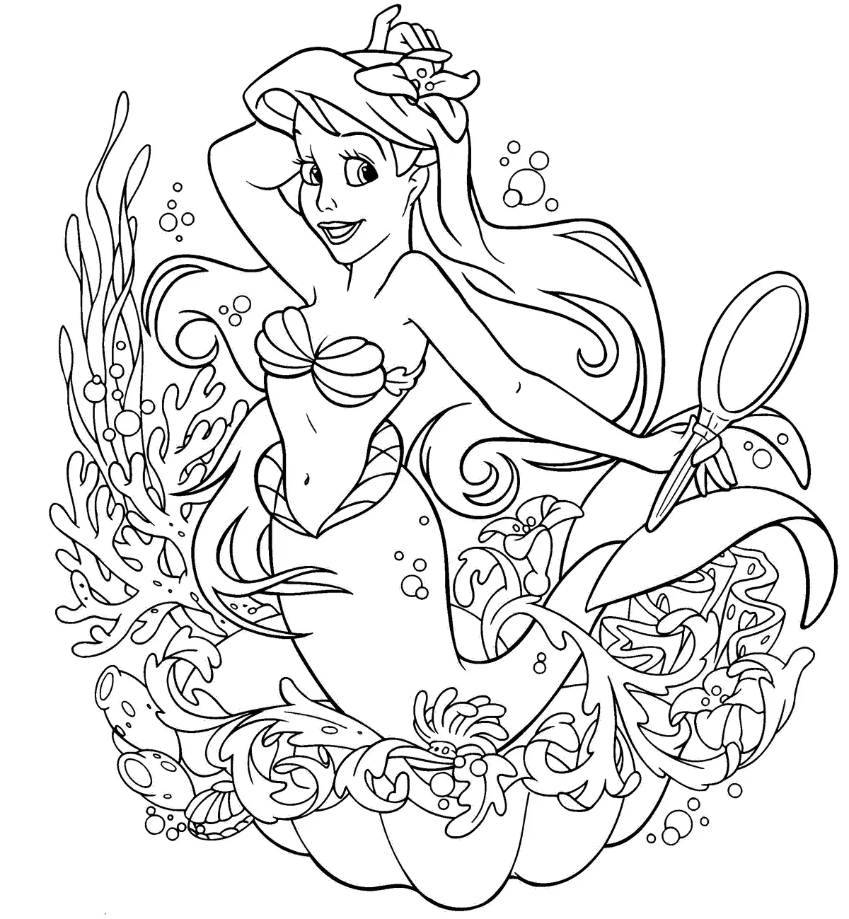 Coloriage Ariel La Petite Sirène - Sirène à imprimer