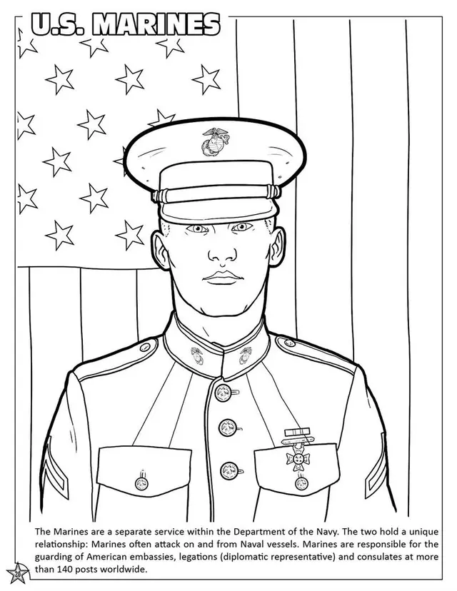 Coloriage Armed Forces Us Marines - Militaire à imprimer