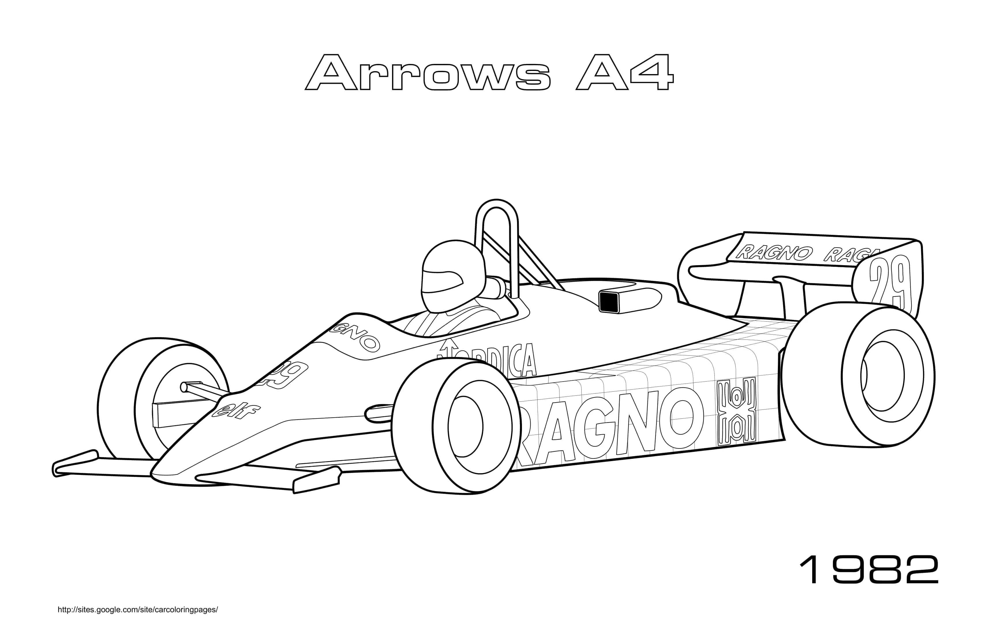 Coloriage Arrows A4 monoplase Formule 1 1982 - Formule 1 à imprimer