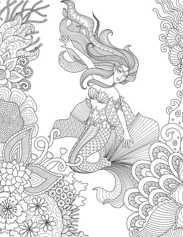 Coloriage Artherapie Sirène Pour Adulte - Sirène à imprimer