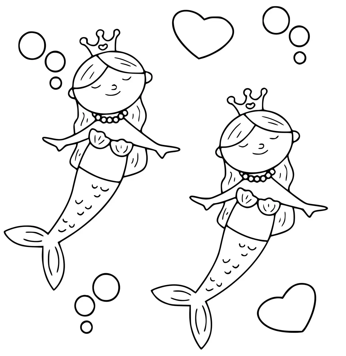 Coloriage Associer Les Sirènes Aux C Urs - Sirène à imprimer