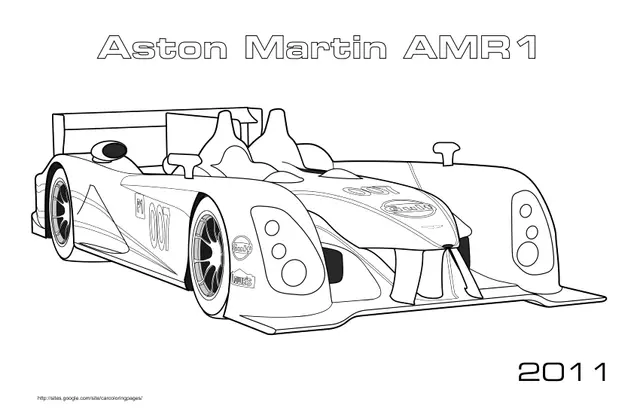 Coloriage Aston Martin AMR1 2011 en course - Voiture à imprimer