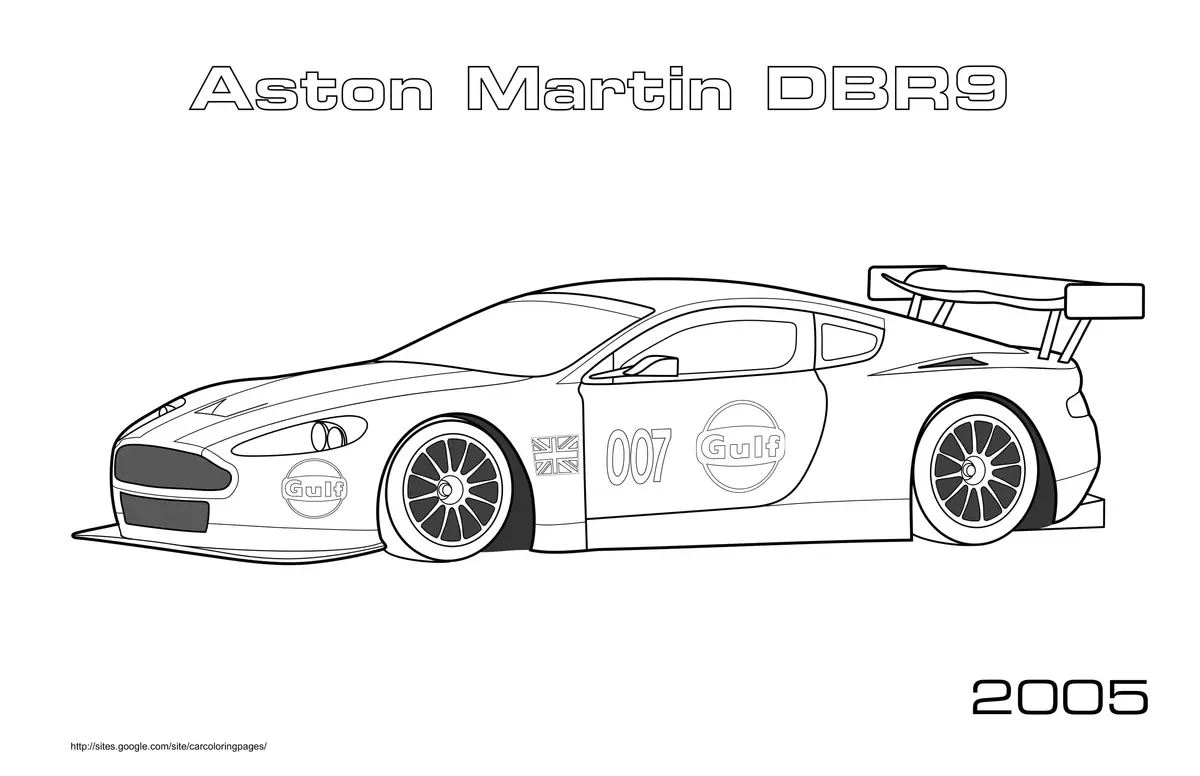 Coloriage Aston Martin DBR9 2005 sportive - Voiture à imprimer