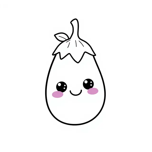 Coloriage Aubergine Stylisée - Legumes à imprimer
