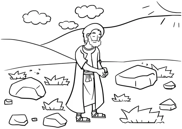 Coloriage Retour à Béthel - Genèse 35:1-5 - Jésus à imprimer