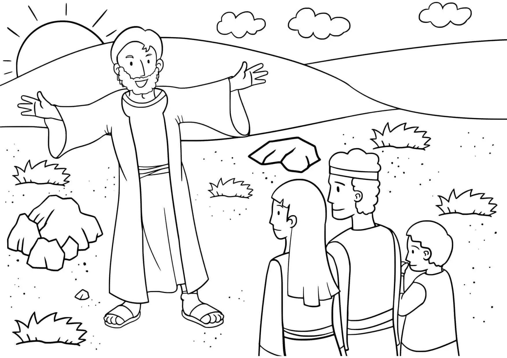 Coloriage Jacob retourne à Bethel, Genèse 35 - Jésus à imprimer