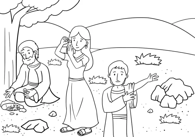 Coloriage Voyage spirituel vers Bethel biblique - Jésus à imprimer