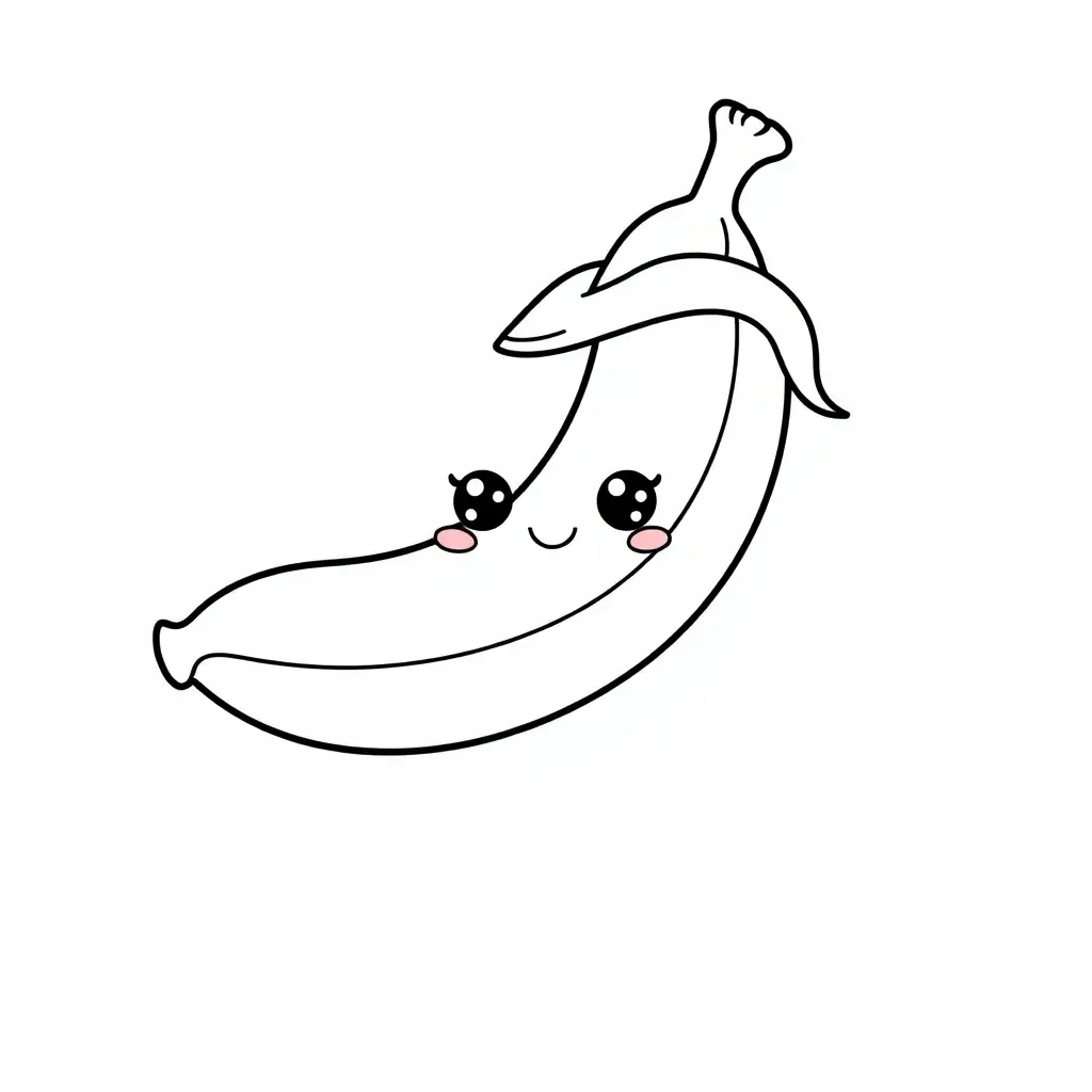 Coloriage Banane 1 Fruit Kawaii - Kawaii fruits à imprimer