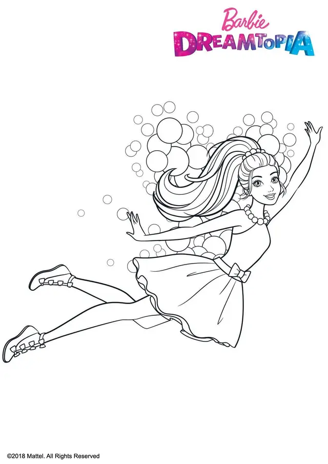 Coloriage Barbie Bulles Féeriques - Barbie à imprimer