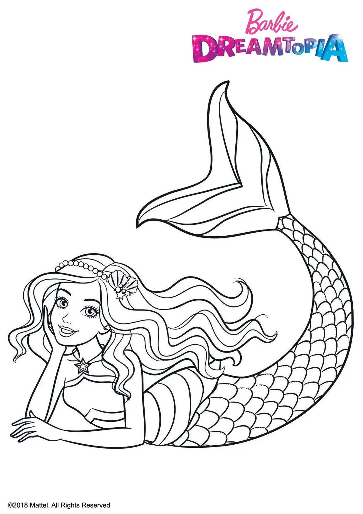 Barbie Rainbow Mermaid coloring page to print