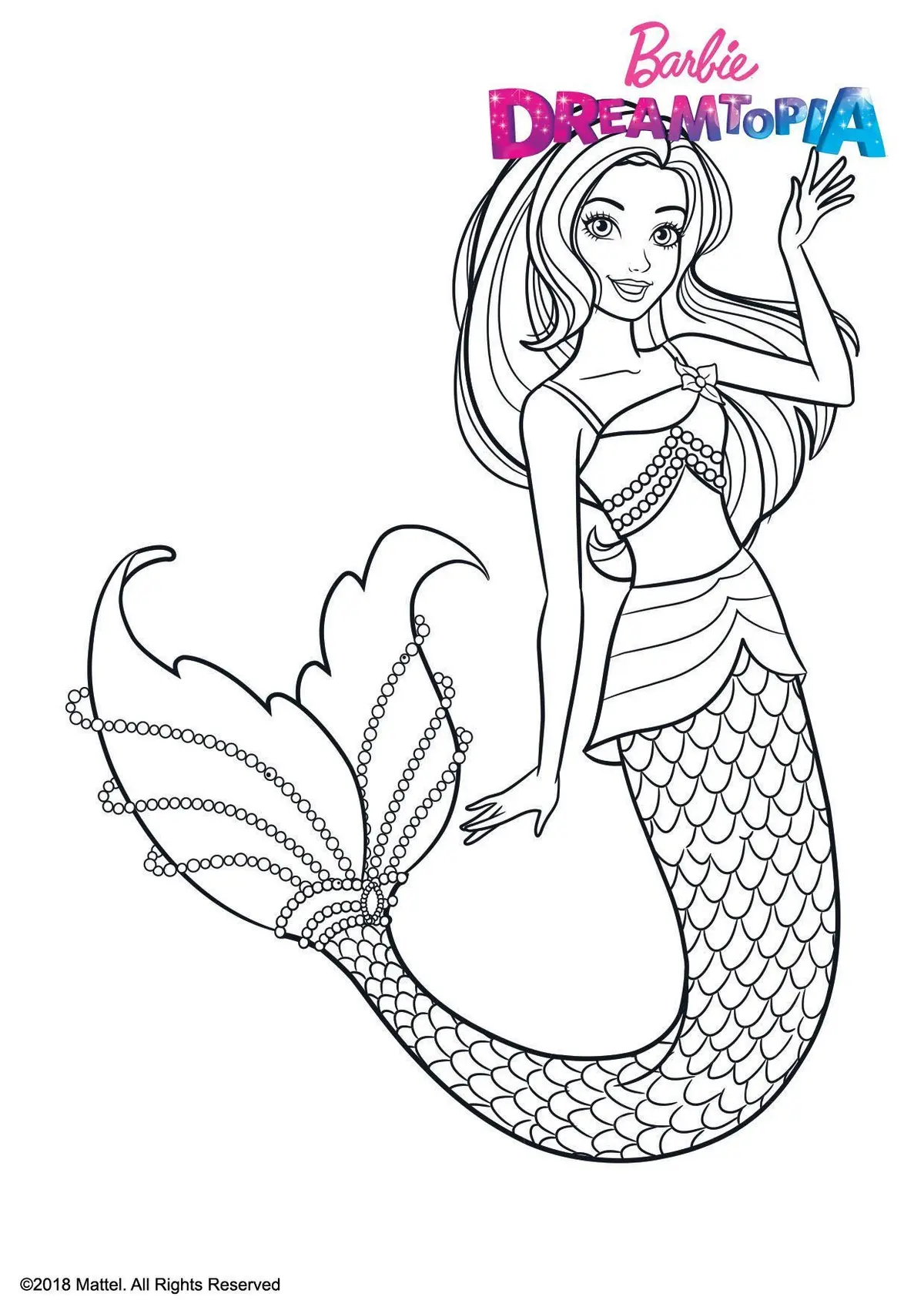 Rainbow Mermaid Barbie coloring page to print