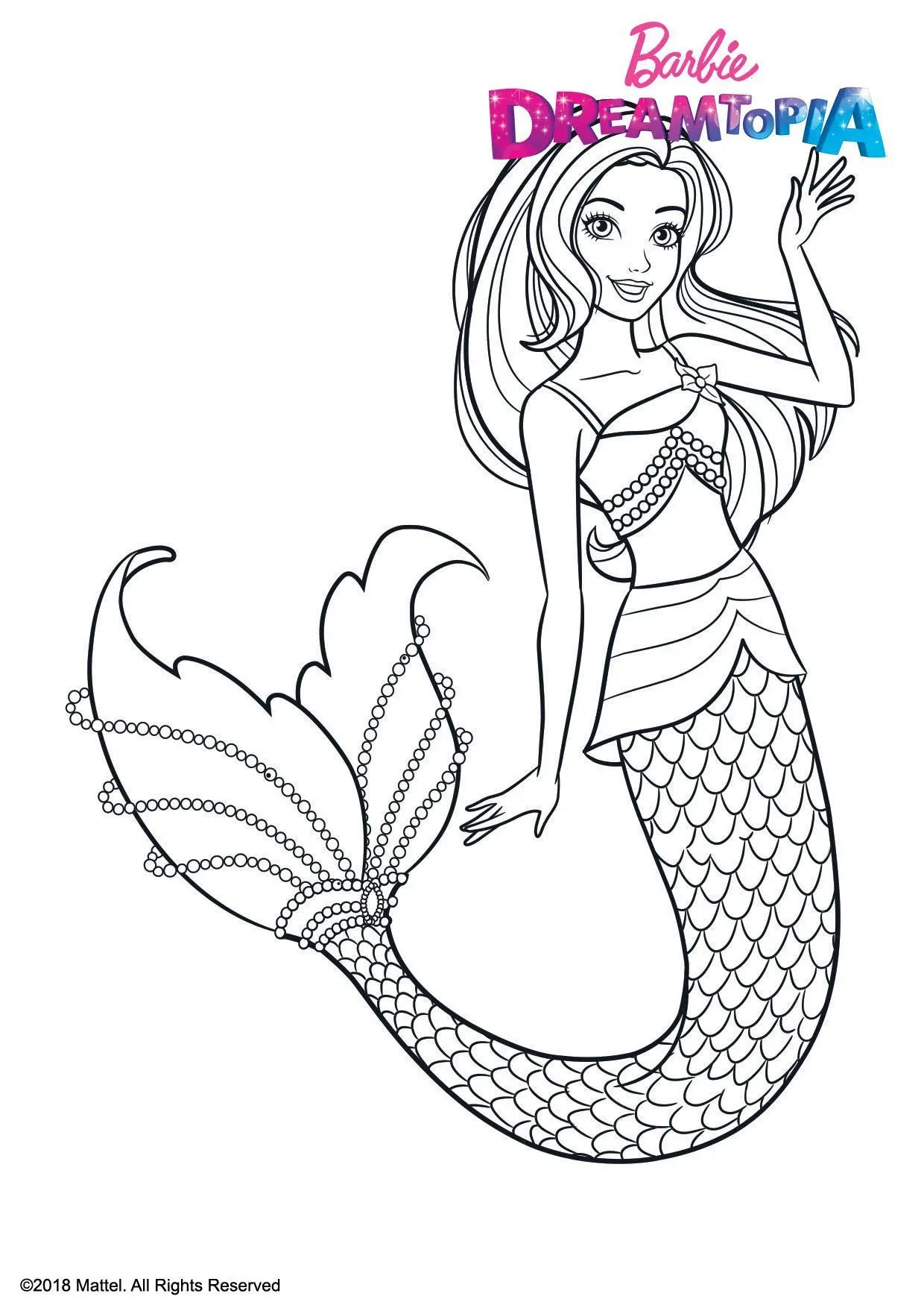 Coloriage Barbie Sirène aux Couleurs Arc-en-Ciel - Barbie à imprimer