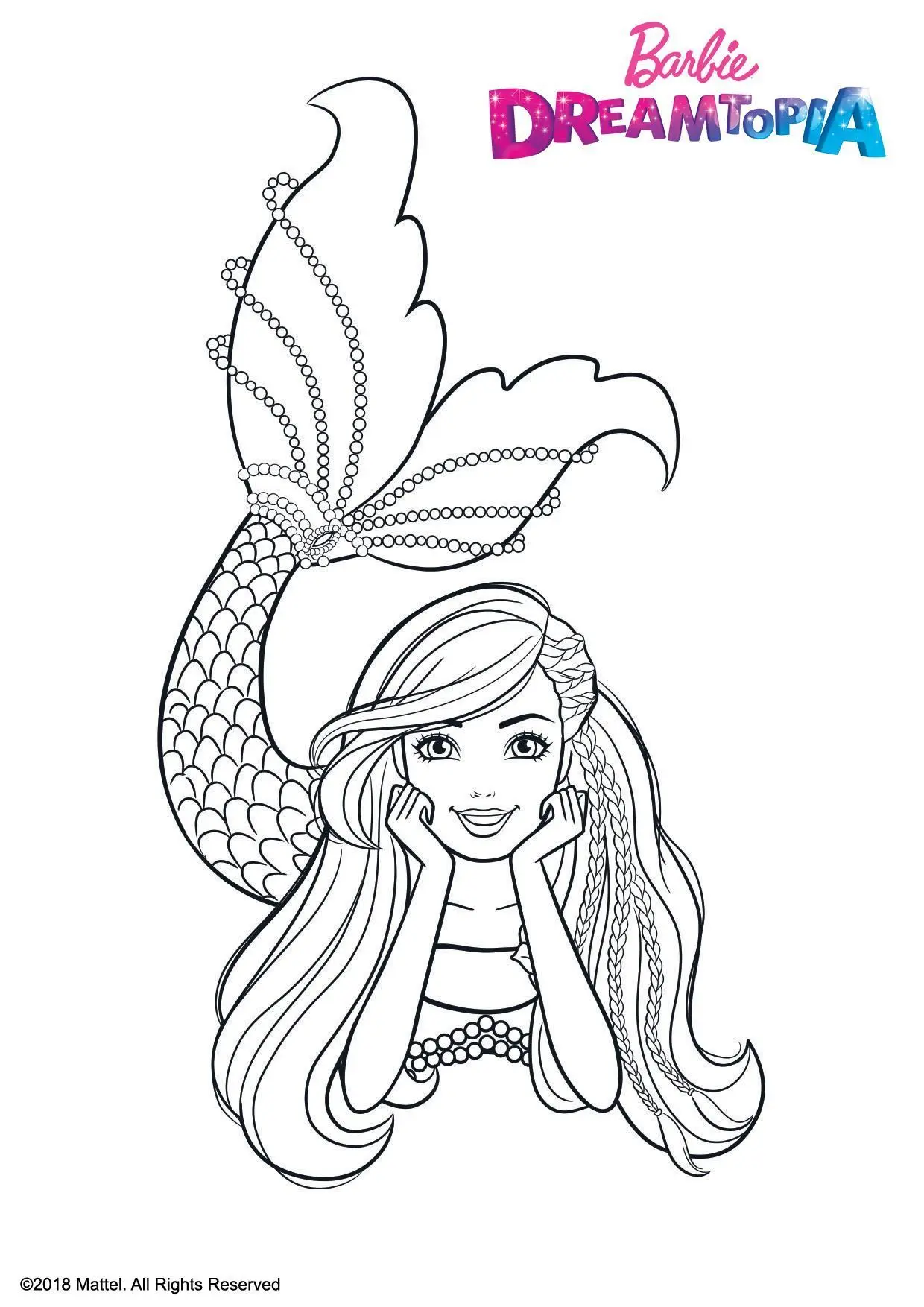 Coloriage Barbie Sirène Multicolore - Barbie à imprimer