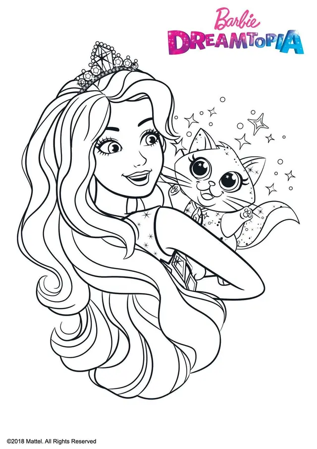 Coloriage Barbie Au Royaumes Des Paillettes - Barbie à imprimer