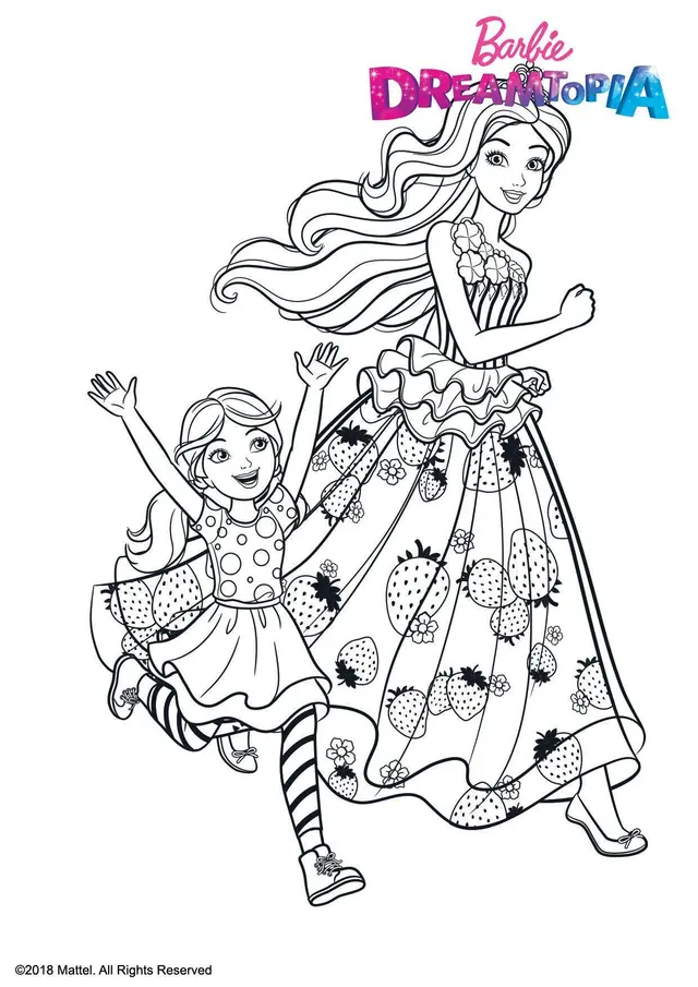Coloriage Barbie Et Chelsea Au Royaume Des Bonbons - Barbie à imprimer
