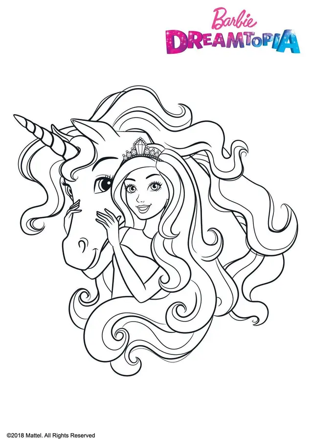 Coloriage Barbie Et La Licorne Ailee - Barbie à imprimer