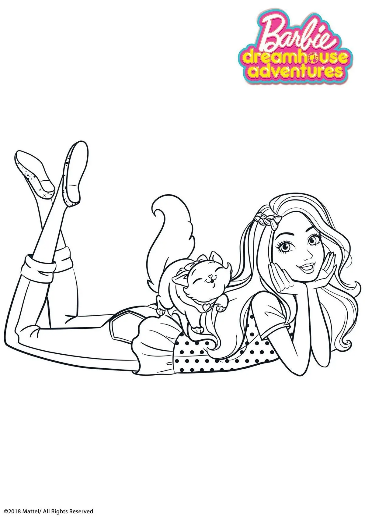 Barbie and Her Cat coloring page to print