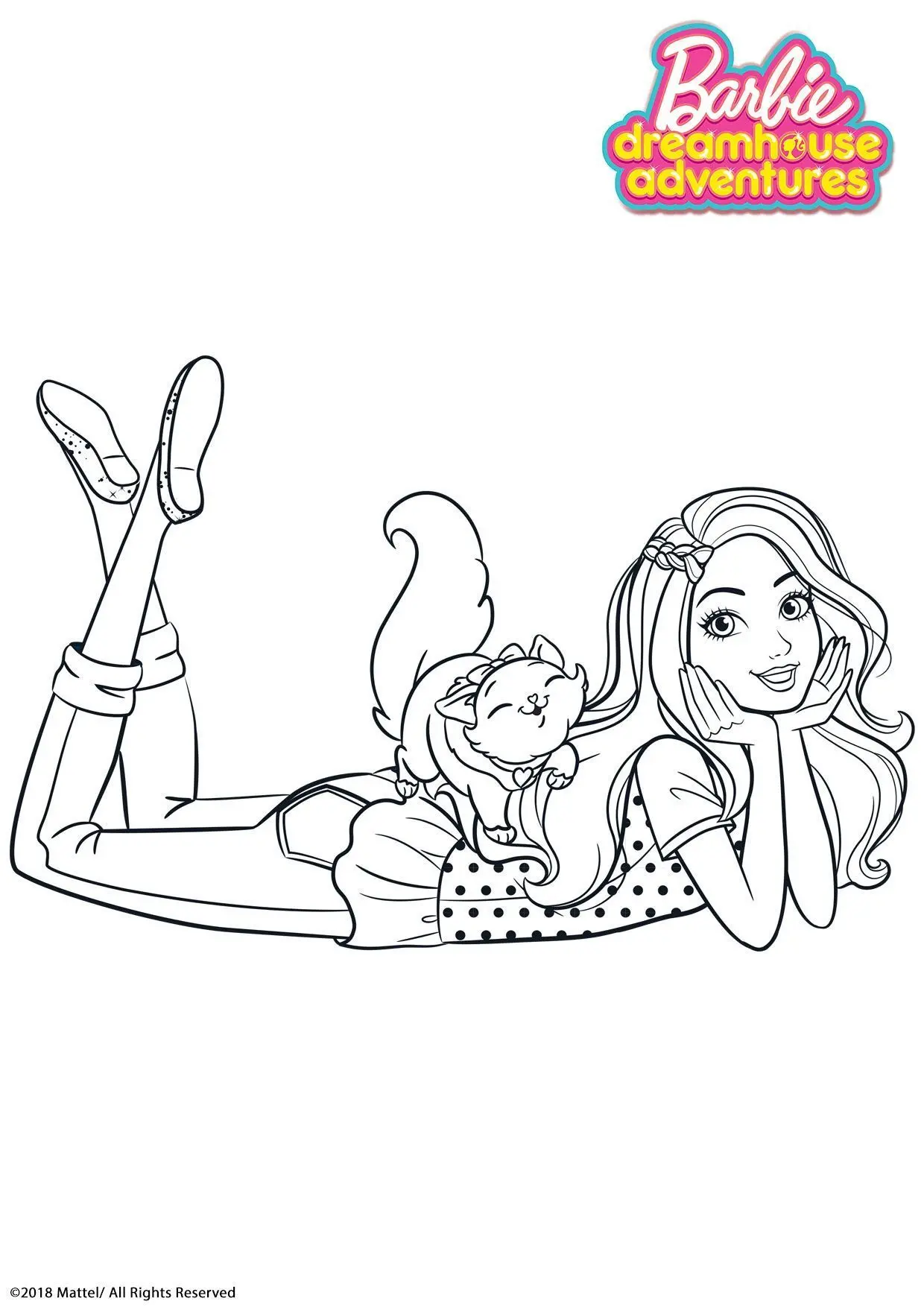 Coloriage Barbie Et Son Chat - Gulli à imprimer