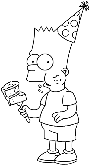 Coloriage Bart Mange A Une Fête - Simpson à imprimer