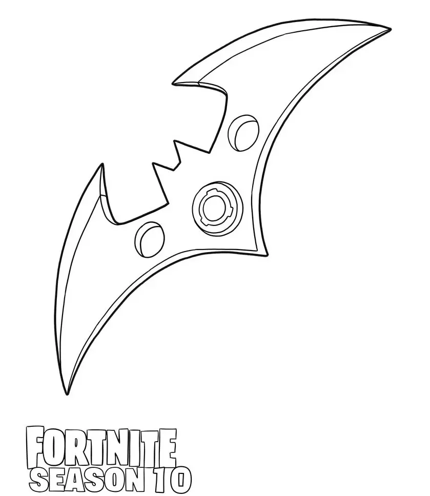 Coloriage Batarang de Fortnite x Batman - Fortnite à imprimer